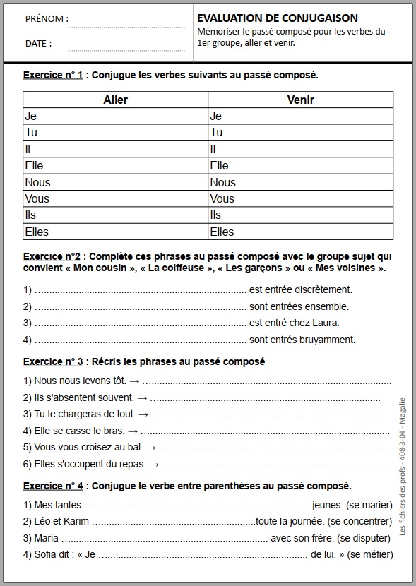 evaluation-sur-le-pass-compos-auxiliaire-tre