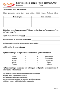 Exercices nom propre / nom commun, CM1