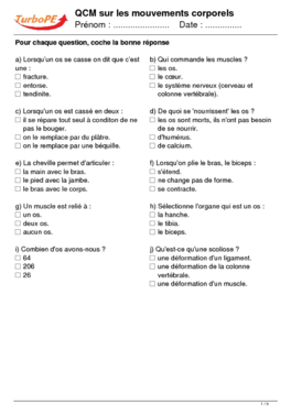 QCM Sur Les Mouvements Corporels